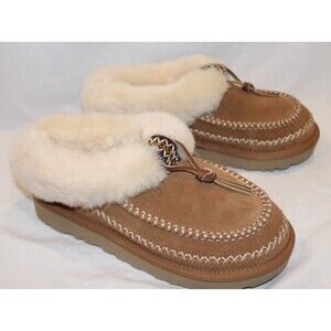 UGG WOMEN'S ALPINE SUEDE SHEARLING LINED SLIPPERS CHESTNUT NIB US 6 US 37 NIB